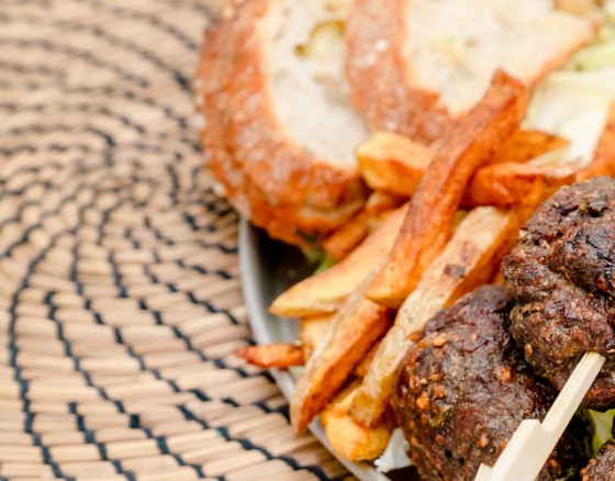 Kofta Kebabs, Garlic Bread, Wings, Onion Rings, Pakoras & Chaat Masala Fries, with loads of dips and sauces.